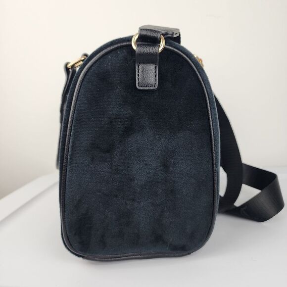 Juicy Couture Bag Obsession Satchel Black Velour Velvet Rhinestone Purse Handbag - Picture 12 of 14